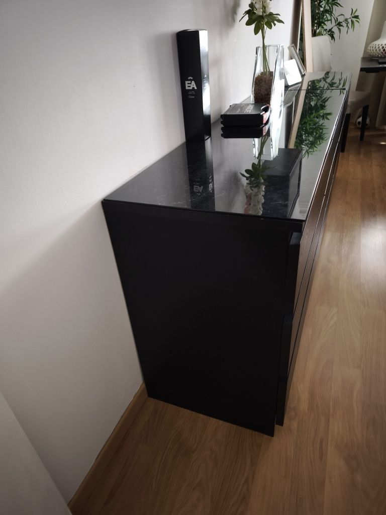 Cómodas 3 gavetas com vidro