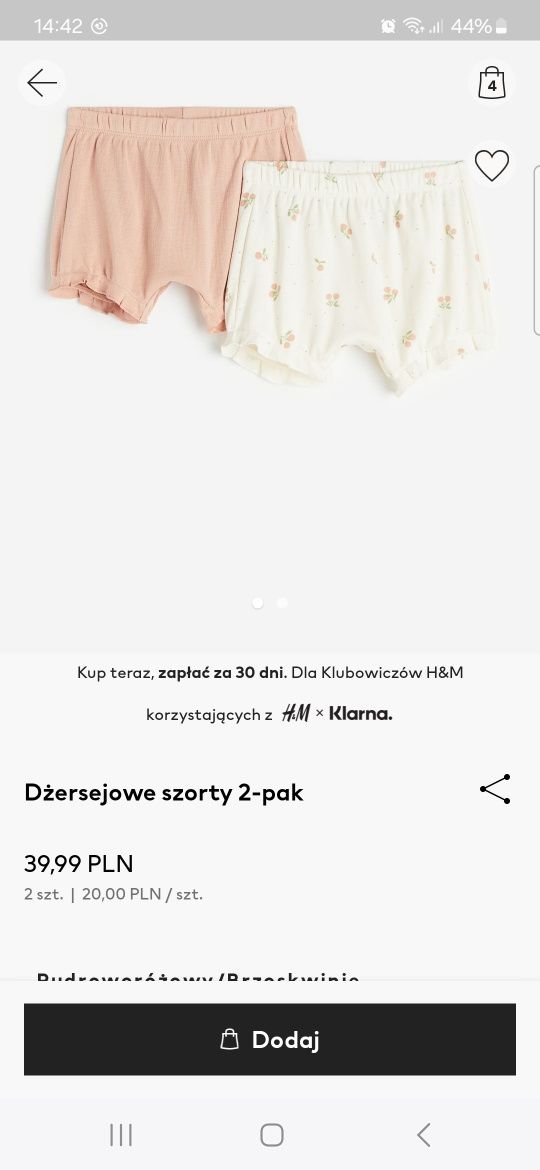 H&m 56 dżersejowe szorty 2pak dla dziewczynki bdb