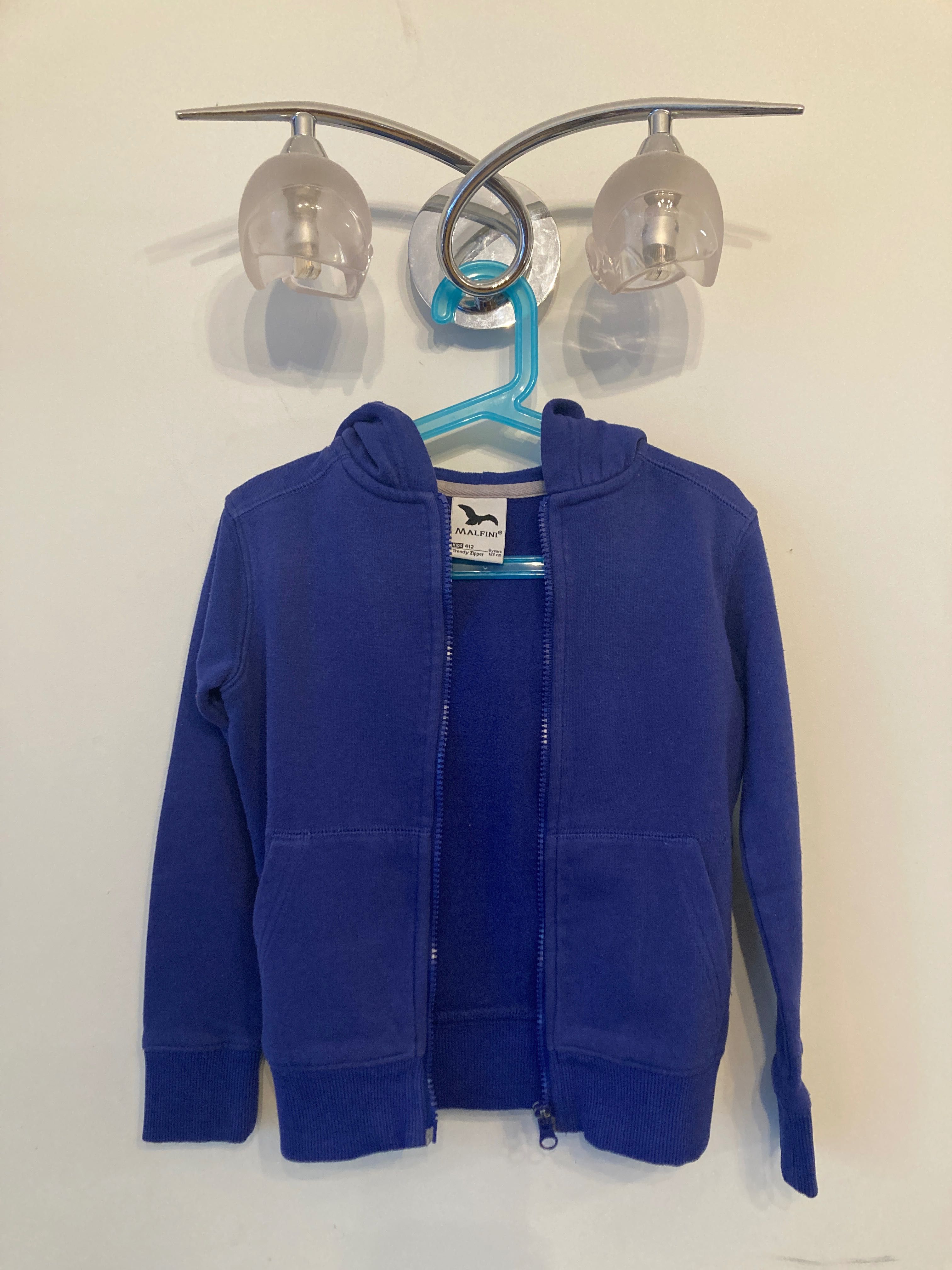 Bluza chabrowa 122 6 lat Adler Malfini Kids z kapturem i zamkiem