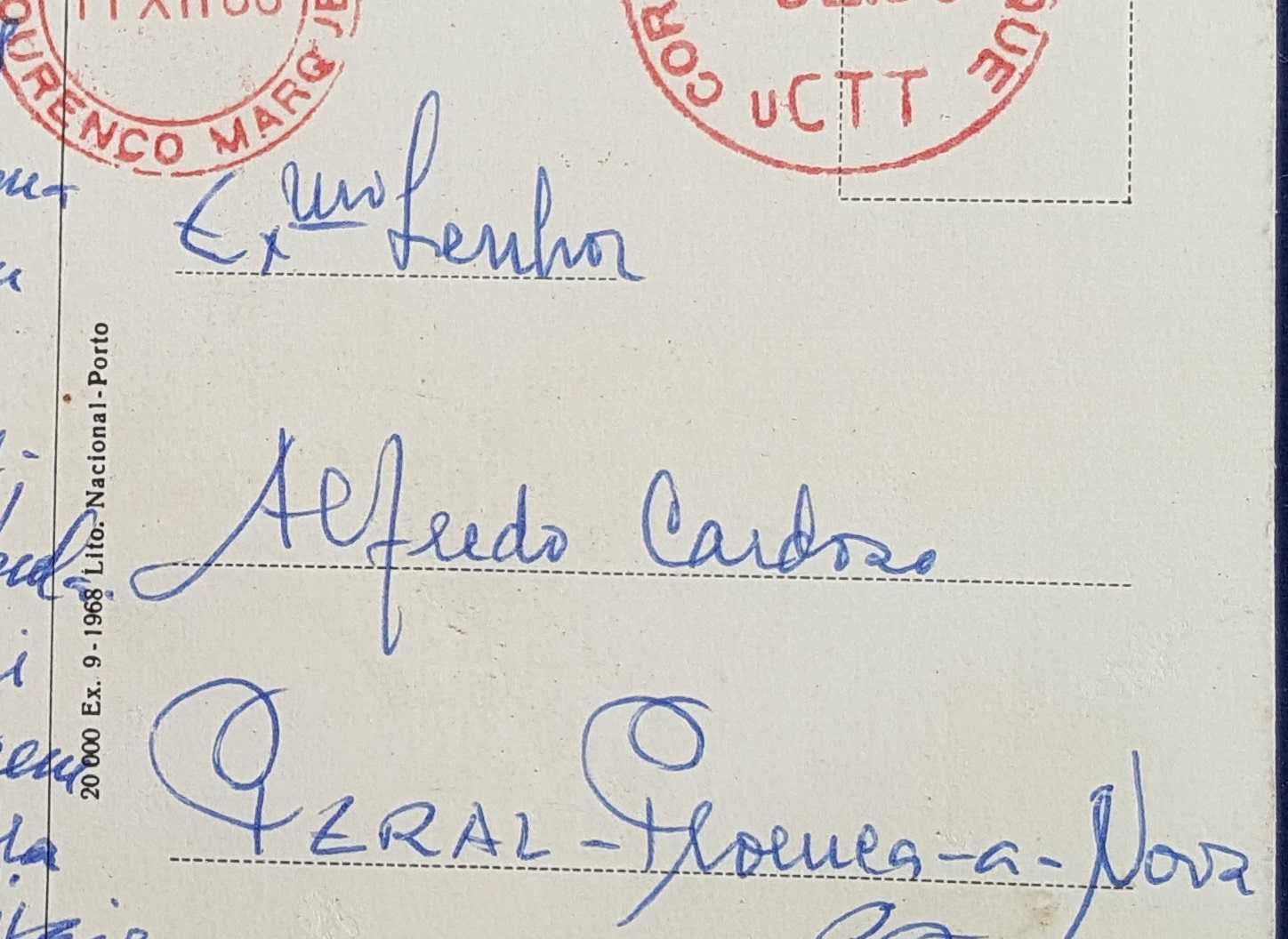 1 postal antigo, navio Império, de Lourenço Marques para Peral, 1968