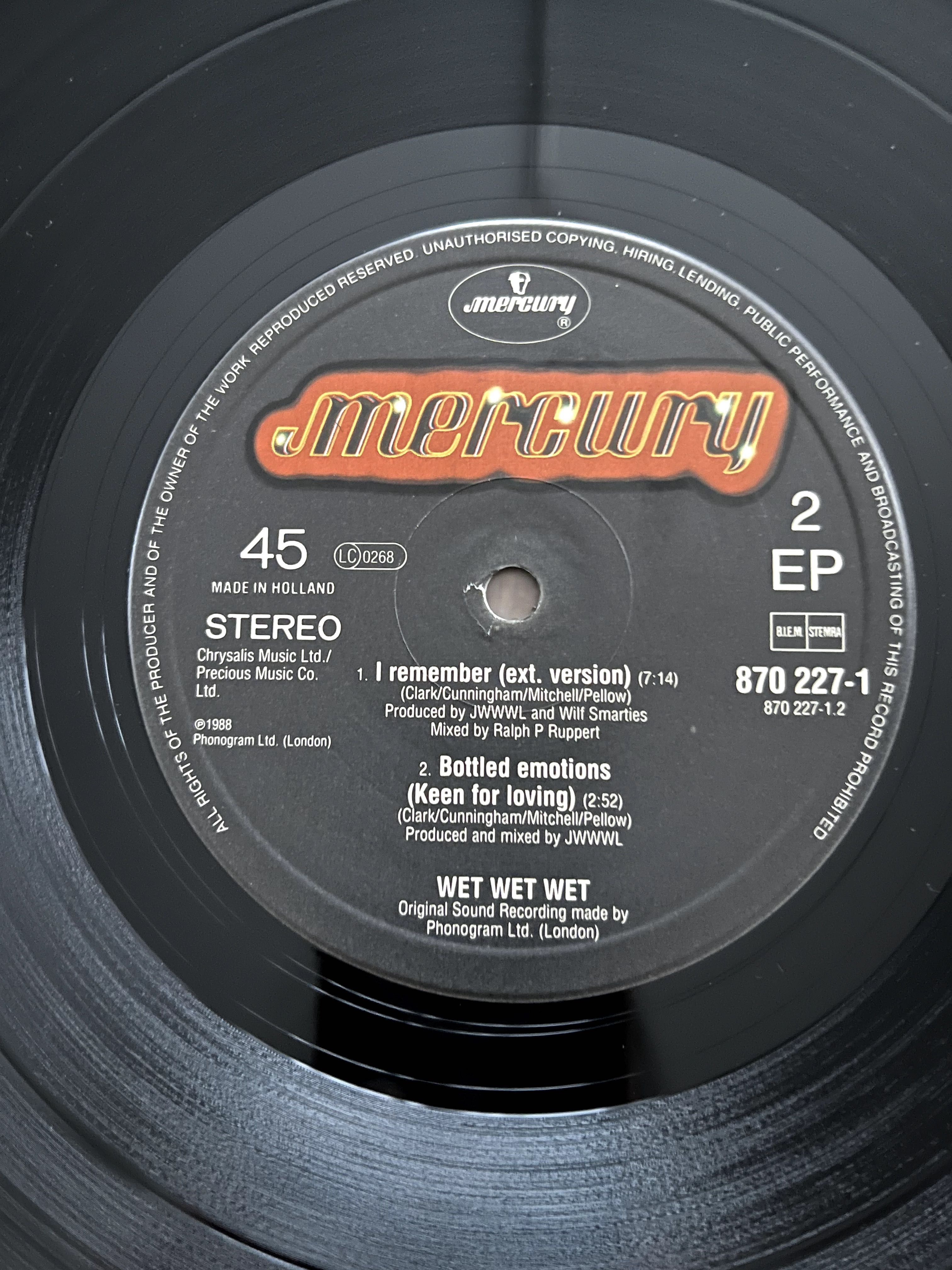 12" 45 RPM Pop Rock viny winyl Wet Wet Wet - Temptation 1988 r.