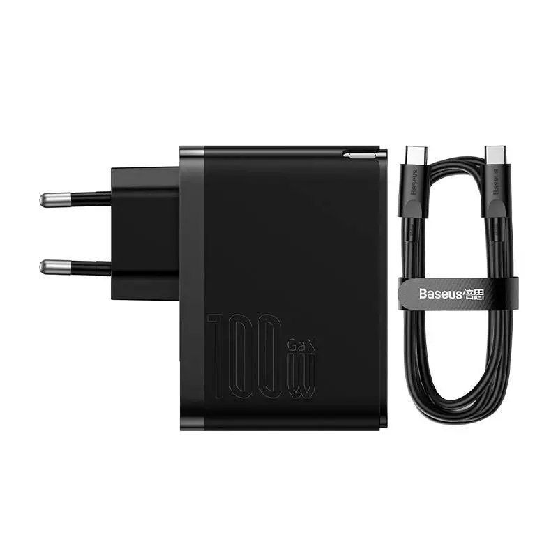 baseus gan5 pro nástěnná nabíječka, usb-c usb, 100w kabel (černý)