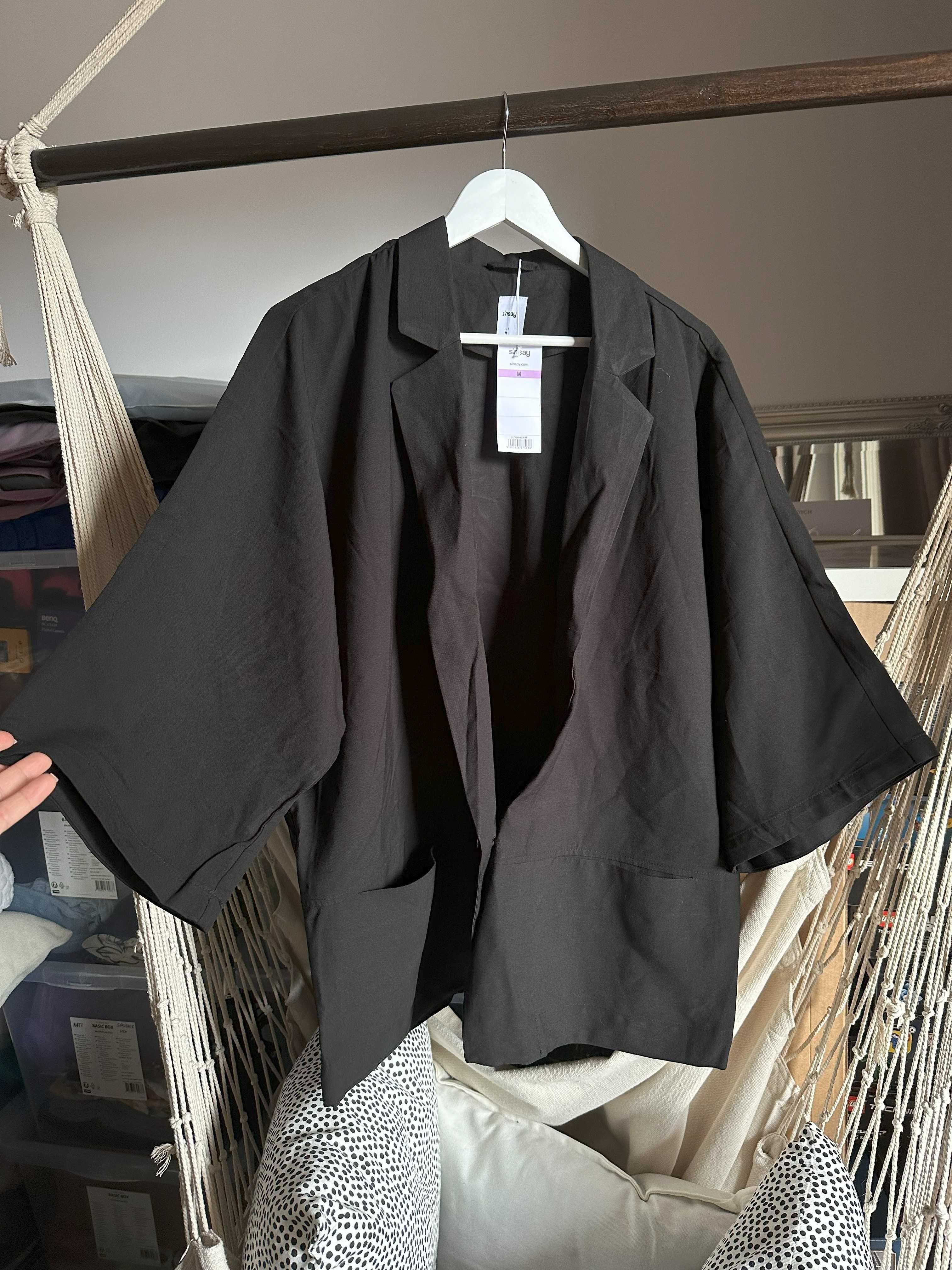 Marynarka M 38 Sinsay luźny krój czarna szerokie rękawy oversize nowa