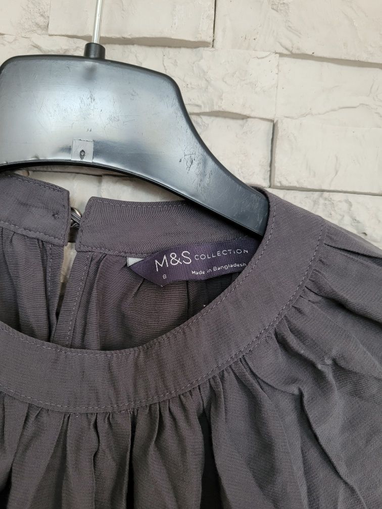 Szara miękka bluzka na długi rękaw Marks&Spencer wiskoza L