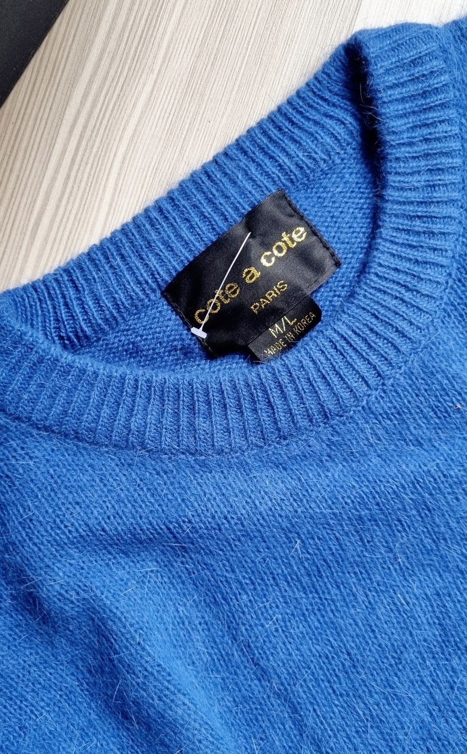 Новый корейский тёплый синий яркий ангоровый свитер