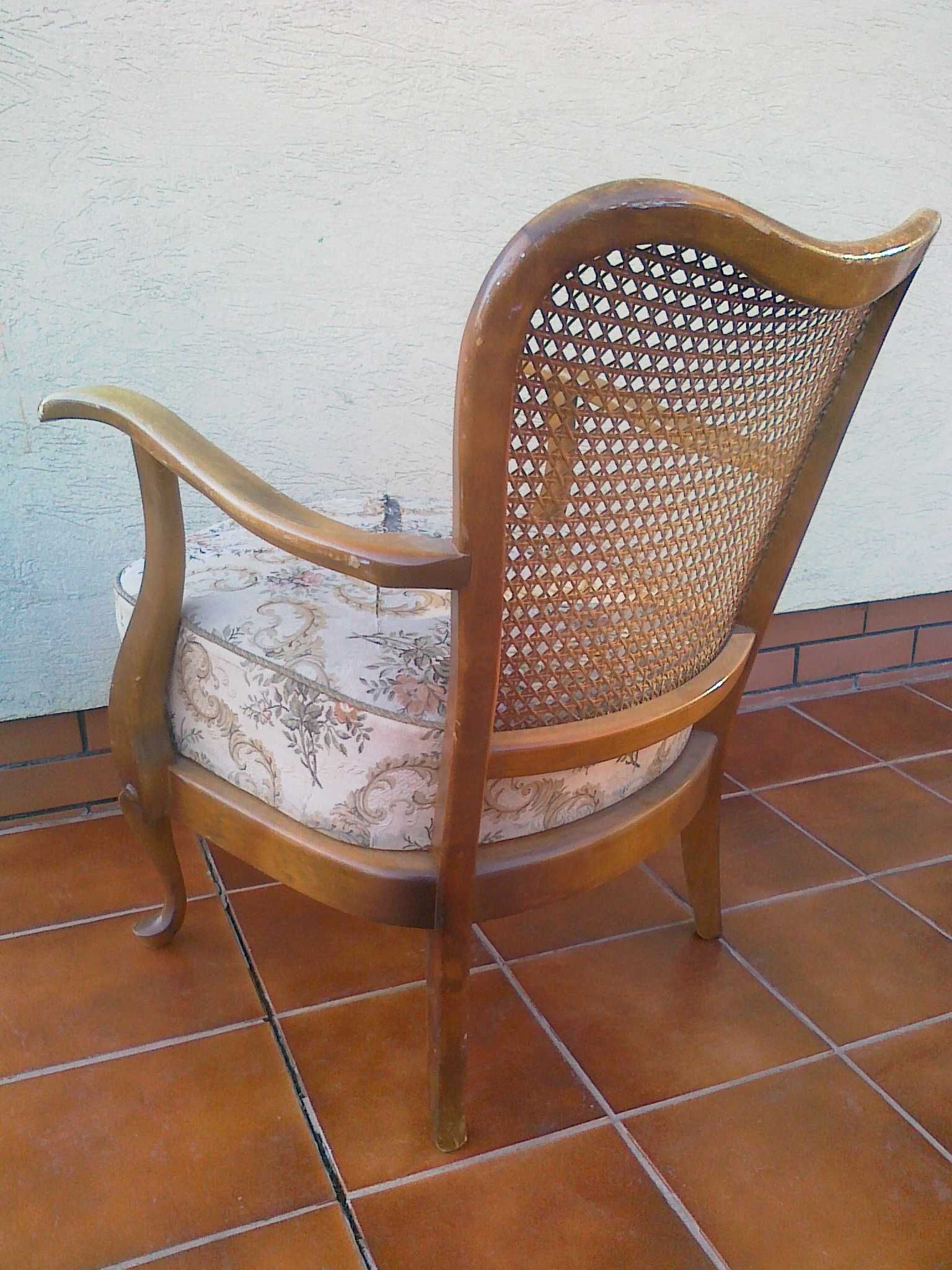 fotel ludwik stylowy krzesło rafia fotelik wypoczynek