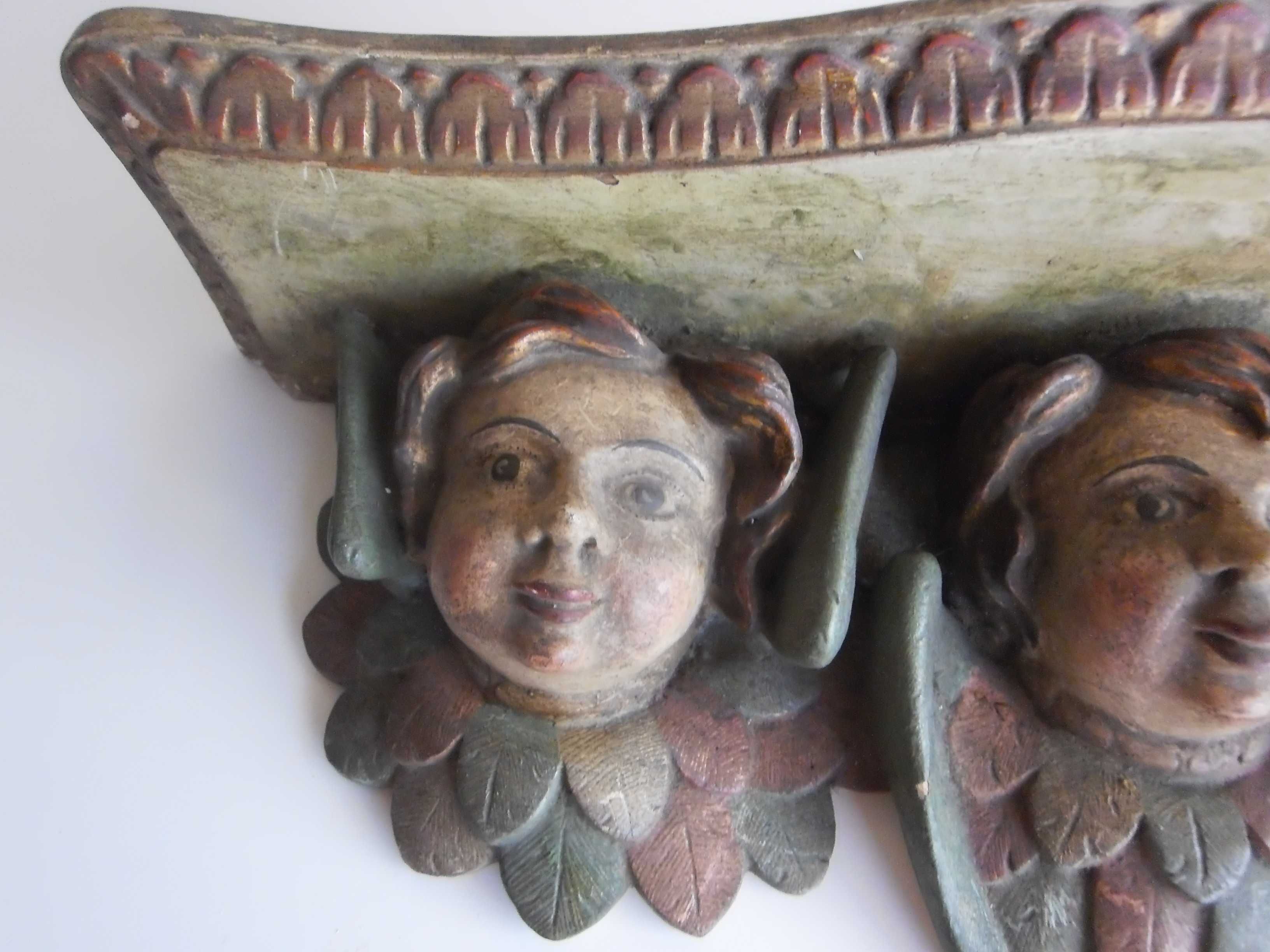 Arte Sacra Séc XIX/XX: Mísula 3 faces de serafins em talha policromada