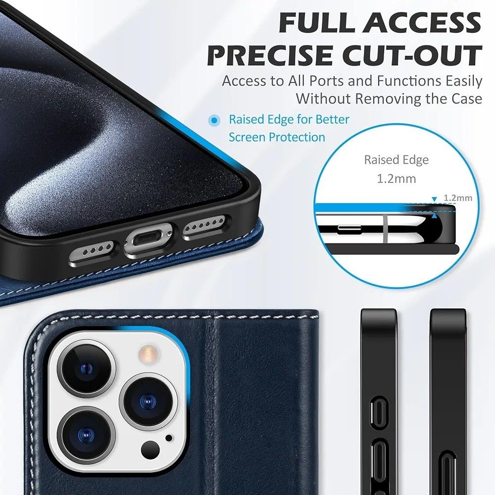 Etui iPhone 15 Pro Max Shieldon, z prawdziwej skóry, portfelowe