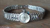 Piękny srebrny biżuteryjny zegarek z szafirami próba 835