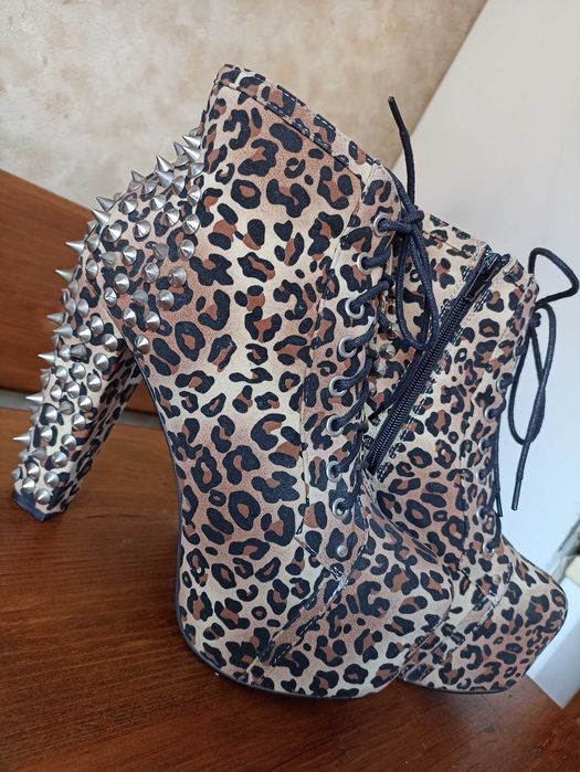 Весільні леопардові ботильйони на масивній платформі підборах 41р/27см