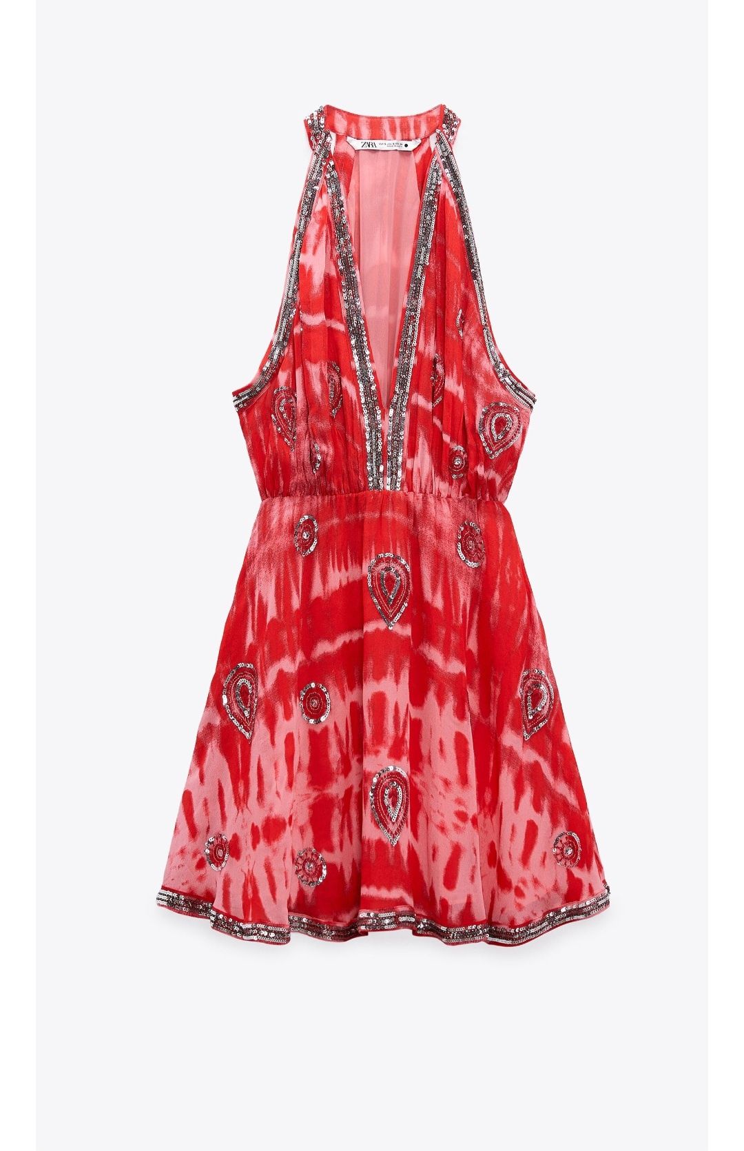Zara sukienka blogerska cieniowana z ozdobnymi cekinami