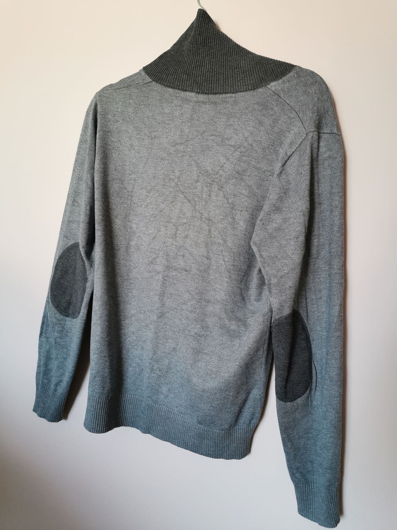 Sweter męski wełna wełniany kaszmir kaszmirowy szary vintage 40 L