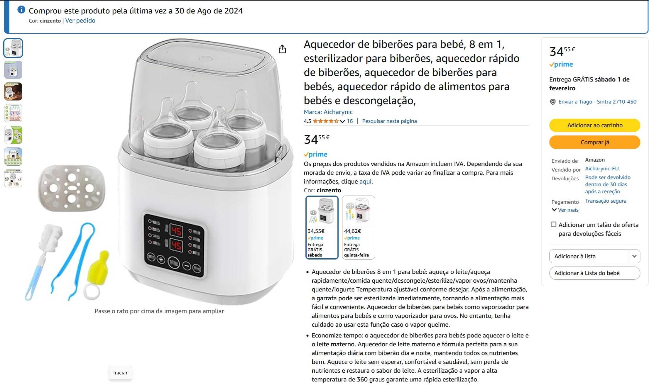 Aquecedor e esterilizador de biberões 8 em