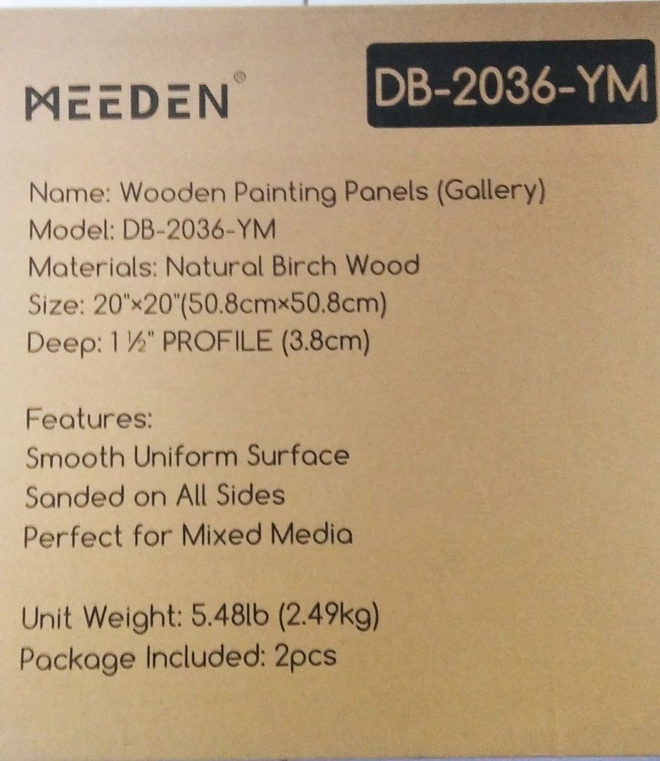 Дошка MEEDEN Artist Birch Wood Canvas, глибина 1,5 дюйма, 20 x 20 дюйм