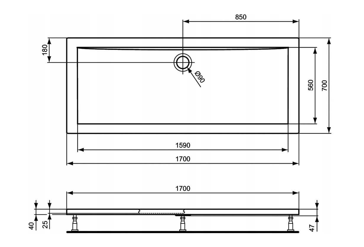 Піддон для душа 170х70 Ideal Standard Ultra Flat. Німеччина