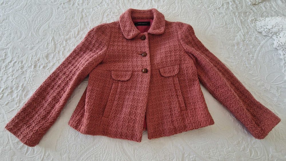 Casaco Rosa, Zara com botões, tamanho M