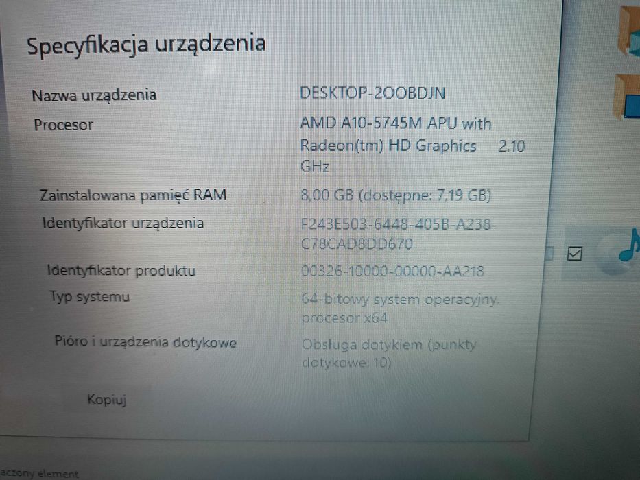 HP Pavilion 15-p158sa z dotykowym ekranem, AMD A10, 8 GB / 1,5 TB HDD