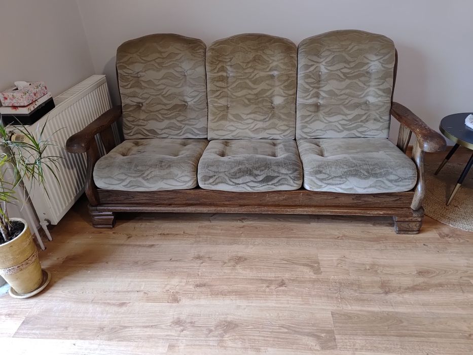 Sofa dębowa trzyosobowa