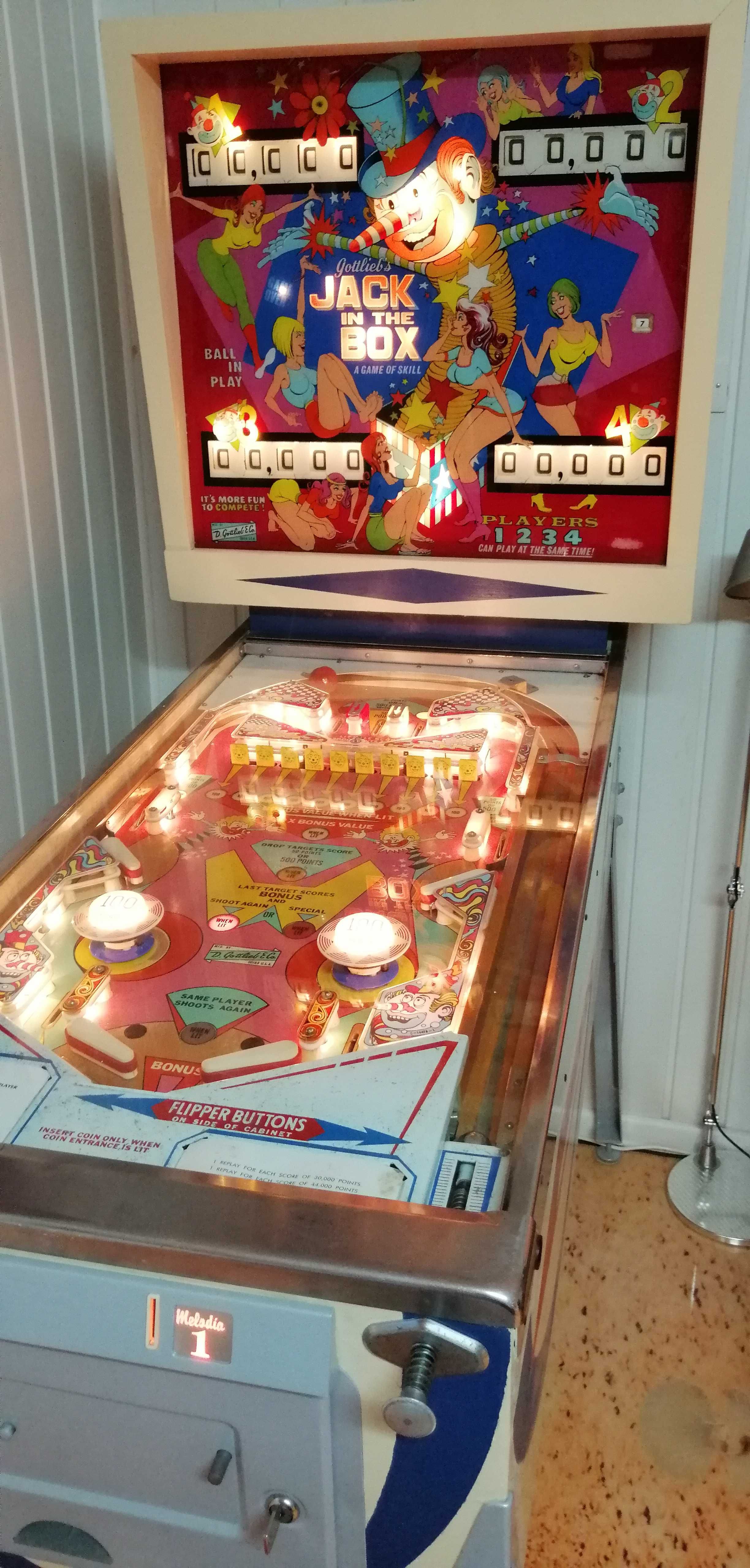 Flipper Bilard Gottlieb „Jack in the box”  – 1975 rok stan idealny