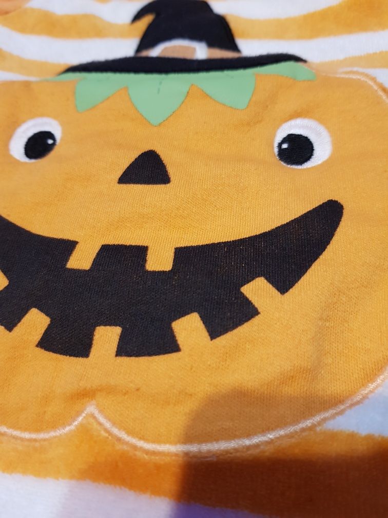 Pajacyk dynia welurowy r.56 sesja Halloween strój dyni