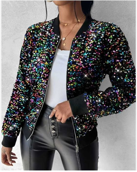 Новий бомбер жакет в паєтки Nutmeg