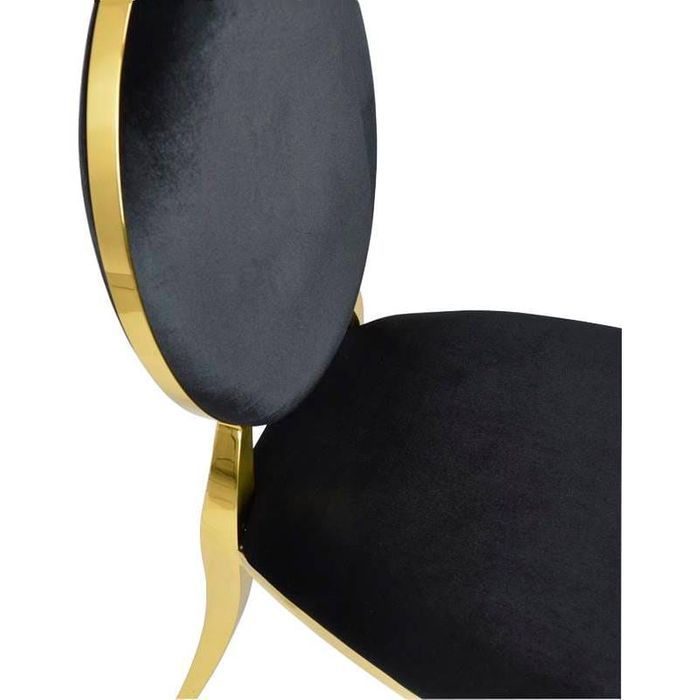 Krzesło Ludwik Gold  glamour black złote krzesła tapicerowane