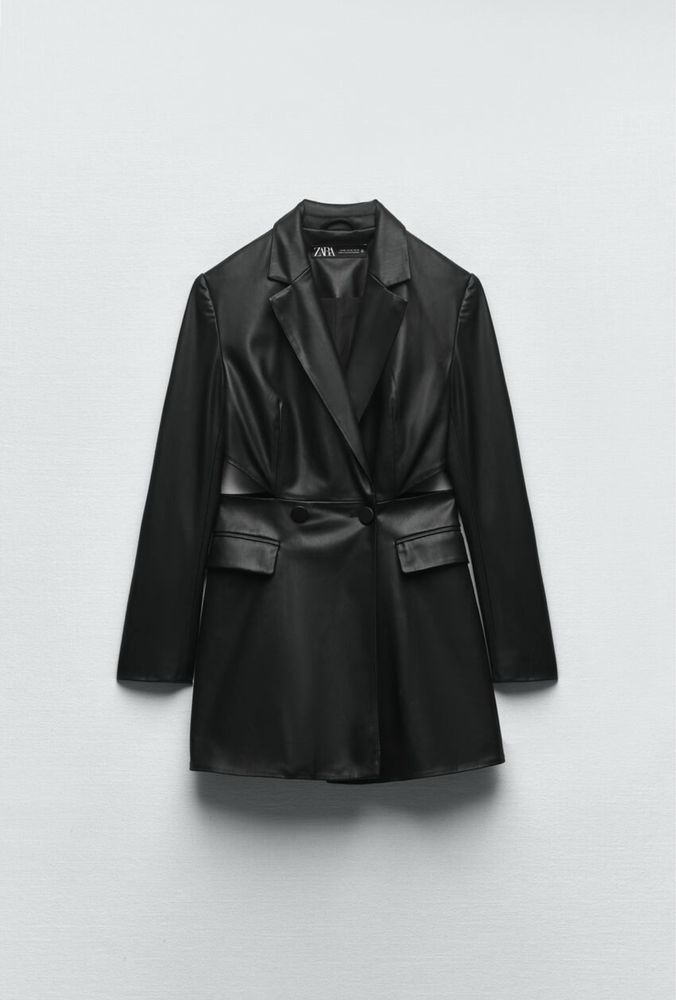Блейзер зі штучної шкіри з розрізами ZARA