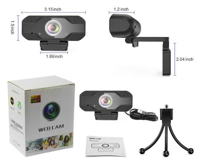 Kamera internetowa Mksutary FHD 1080P z mikrofonem stereo i statywem
