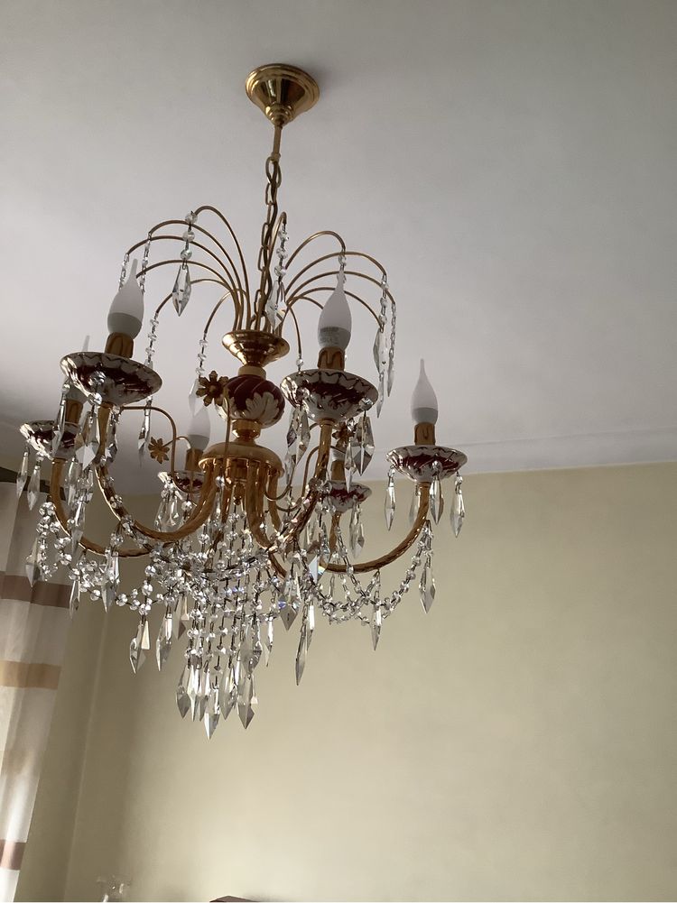 Candeeiro em cristal com louca de limoges