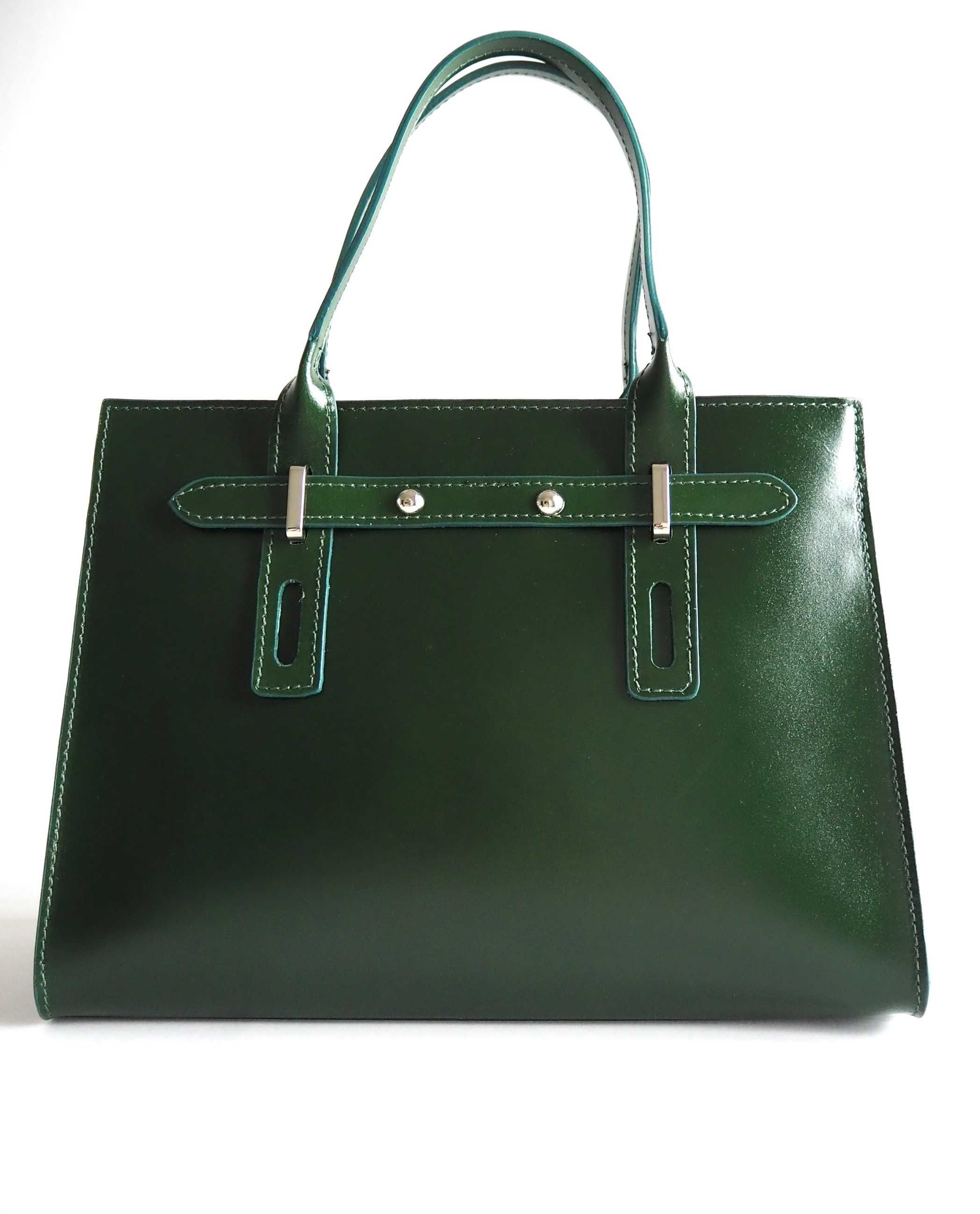 Bolsa elegante de couro genuíno verde para mulher fabricada na Itália