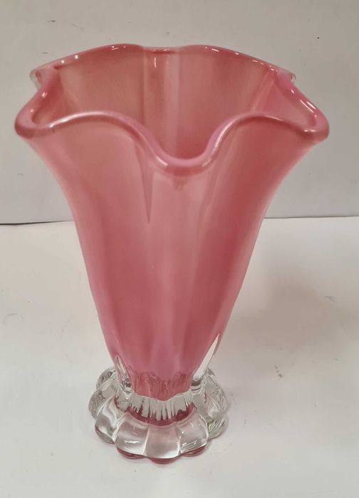 wazon grube różowe szkło stylizowany wys. 23 cm