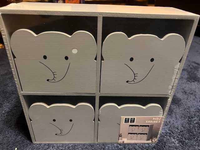 Pudełko, mini komódka na drobiazgi drewniana, dziecięca słonik Nowa