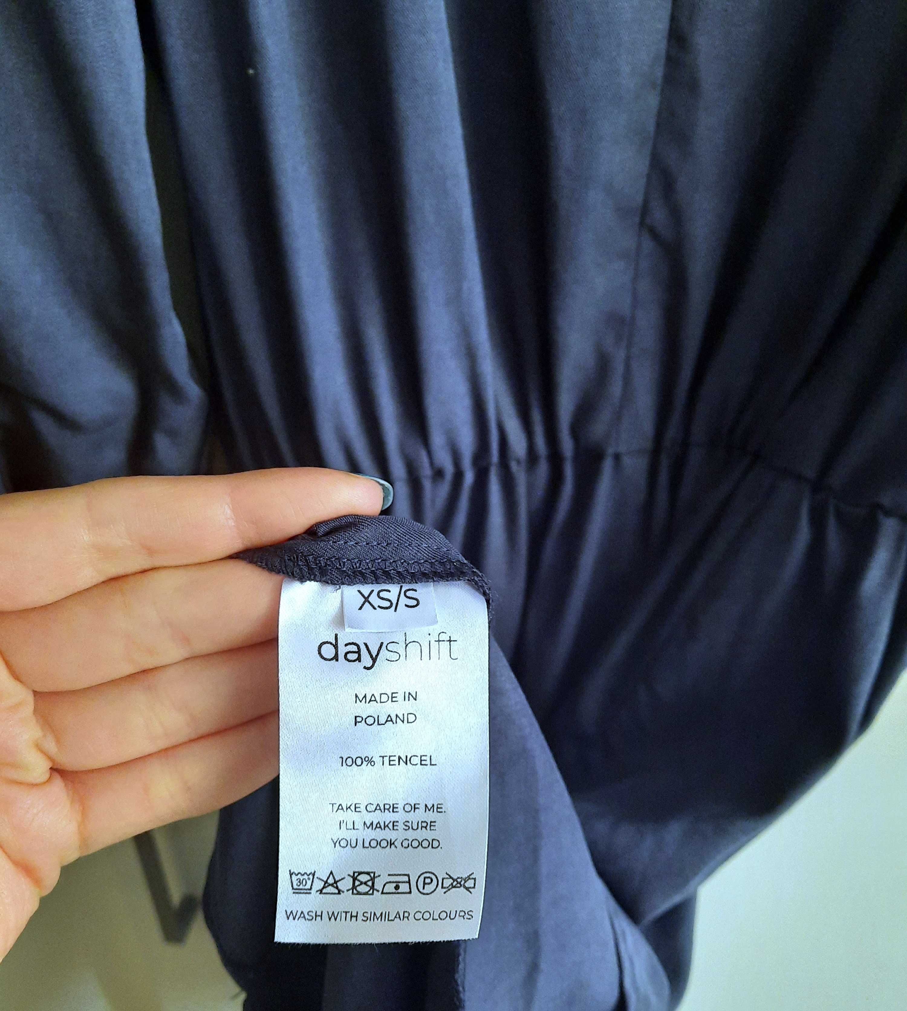 Dayshift sukienka tencel granatowa boho hippie tos XS/S vintage retro