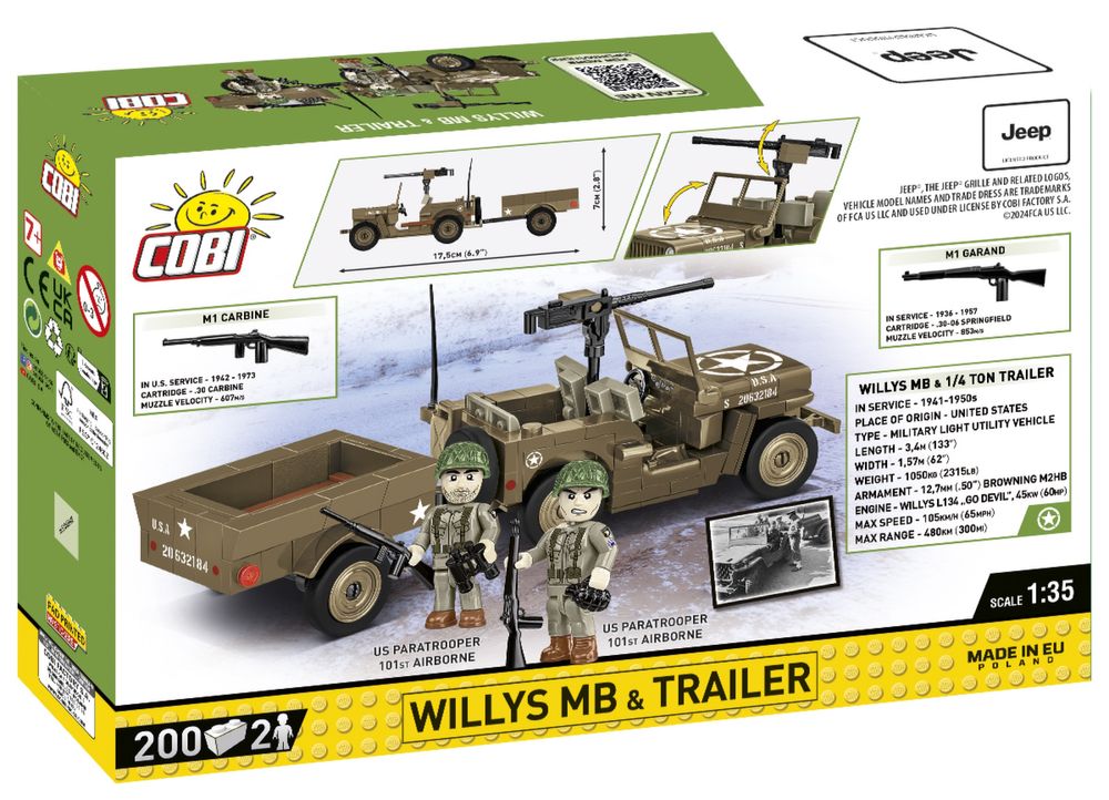 WWII  samochód Willys Mb & Trailer klocki COBI 3132