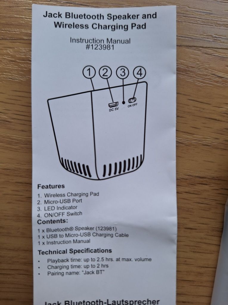 Głośnik bluetooth ładowarka indukcyjna bezprzewodowy bezprzewodowa