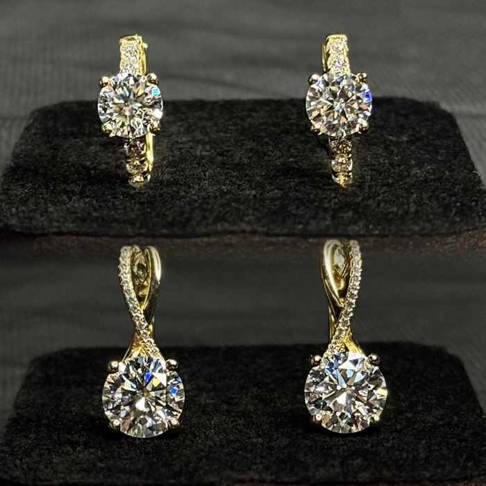 Преміальні сережки муассанітами 4 та 2.36 ct