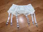 421/ Retro vintage nylon pas do pończoch biały girdle rozmiar L/M