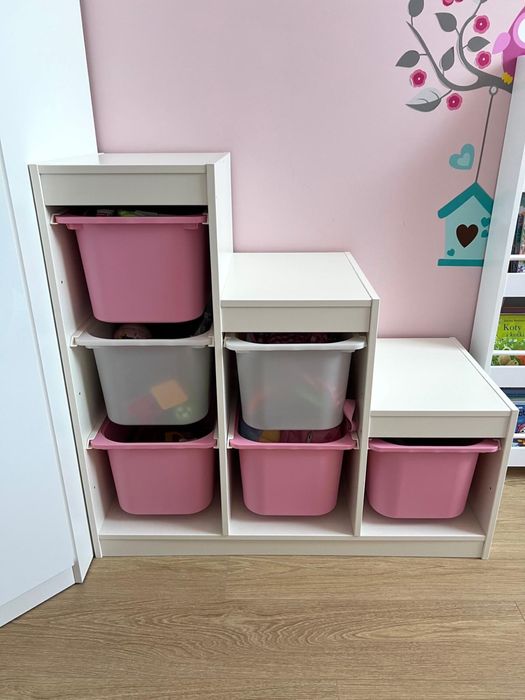 TROFAST Ikea Regał z pojemnikami biały/różowy