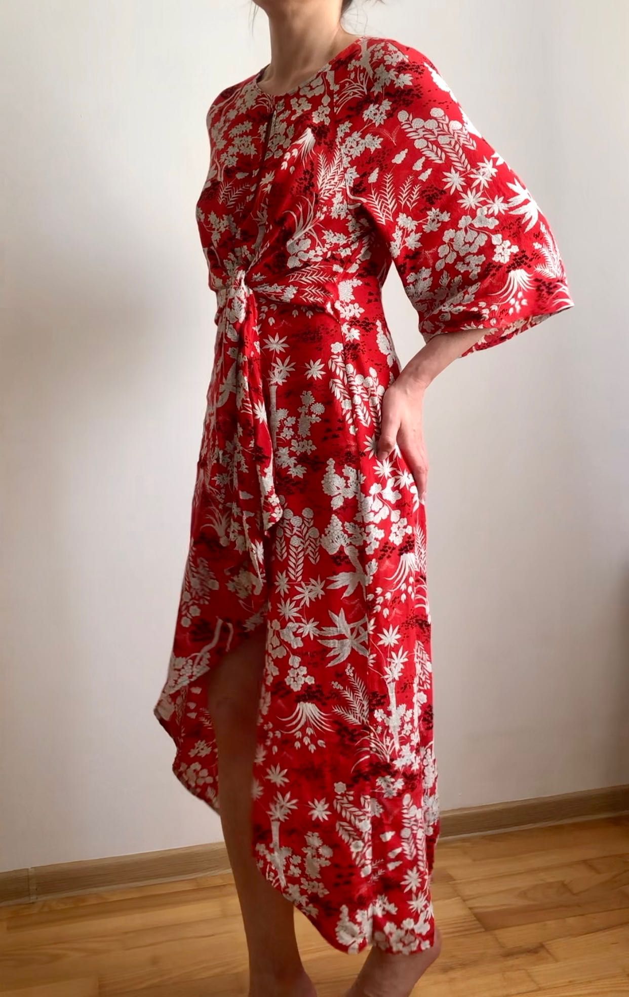 Sukienka midi, wiskoza, S/M, kimono
