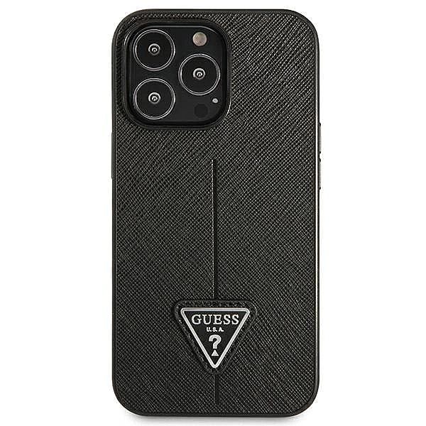 Etui Guess Saffiano Triangle Logo na iPhone 14 Pro - czarne