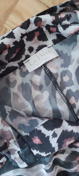 Komplet la diva panterka zebra szyfon spódnica koszula bluzka krótka
