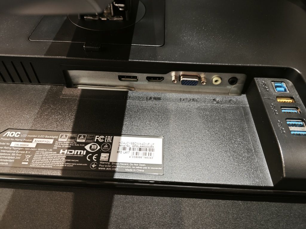 Монітор 23.8" AOC I2490PXQU, професійний монітор для дизайну\ геймінгу