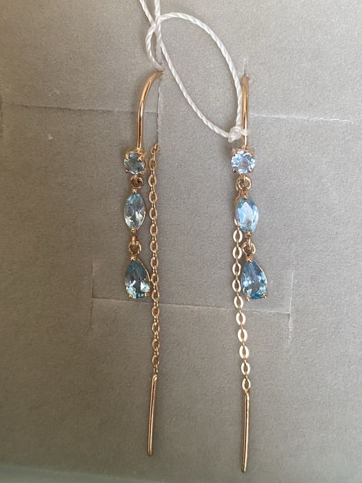 Сережки золото топаз гранат