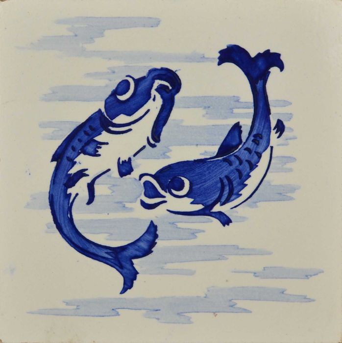Conjunto de 4 azulejos com desenhos pintados à Mão, da fábrica Aleluia