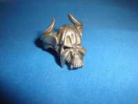 Мужской перстень череп с рогами, размер 18, мельхиор
