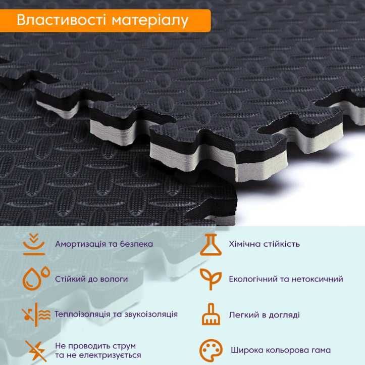 Покриття підлогове модульне 100х100х2см пазл с вырезаными замками