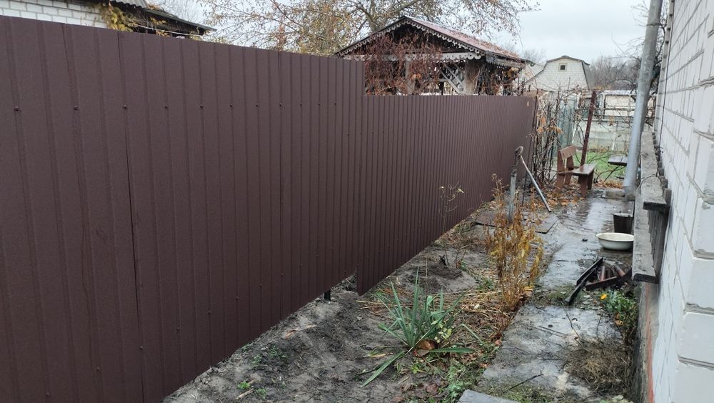 Забор из профнастила 3Д установка ворота калитки навесы