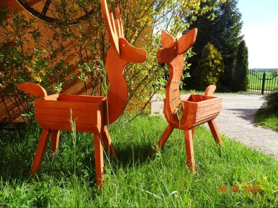 Donica taczka meble jelonek sarenka drewno ogrodowe