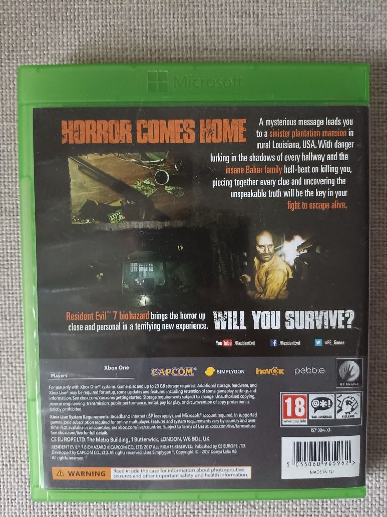 Resident Evil 7 VII Xbox one Series