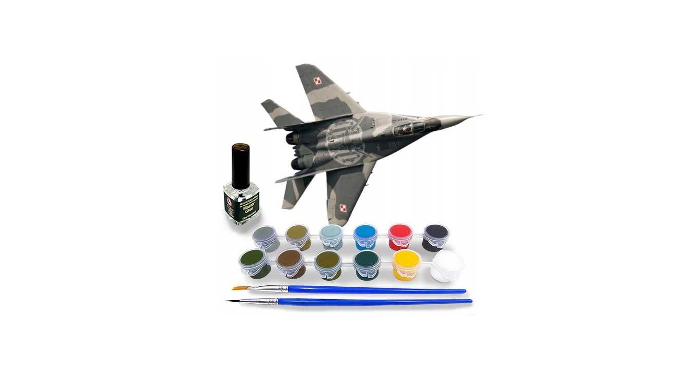 Model MIG-29M do sklejenia + farby + klej, idealny zestaw Modelarstwo